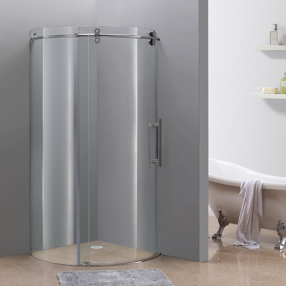 Aston 36 X 36 Frameless Chrome Round Shower Enclosure (right Opening)