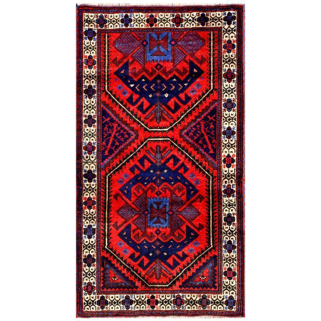Handmade Herat Oriental Afghan 1960s Semi-antique Tribal Balouchi Wool Rug (Afghanistan) - 2'6 x 4'7