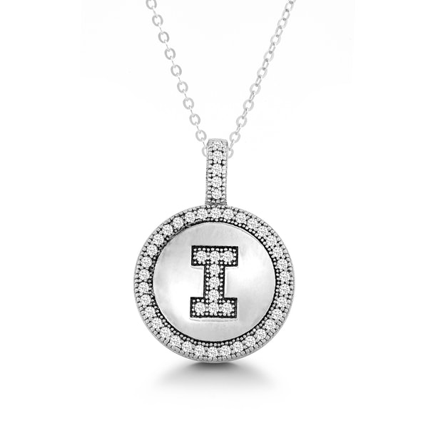 Rose Gold-Tone Sterling Silver White CZ Initial "K" Necklace Pendant