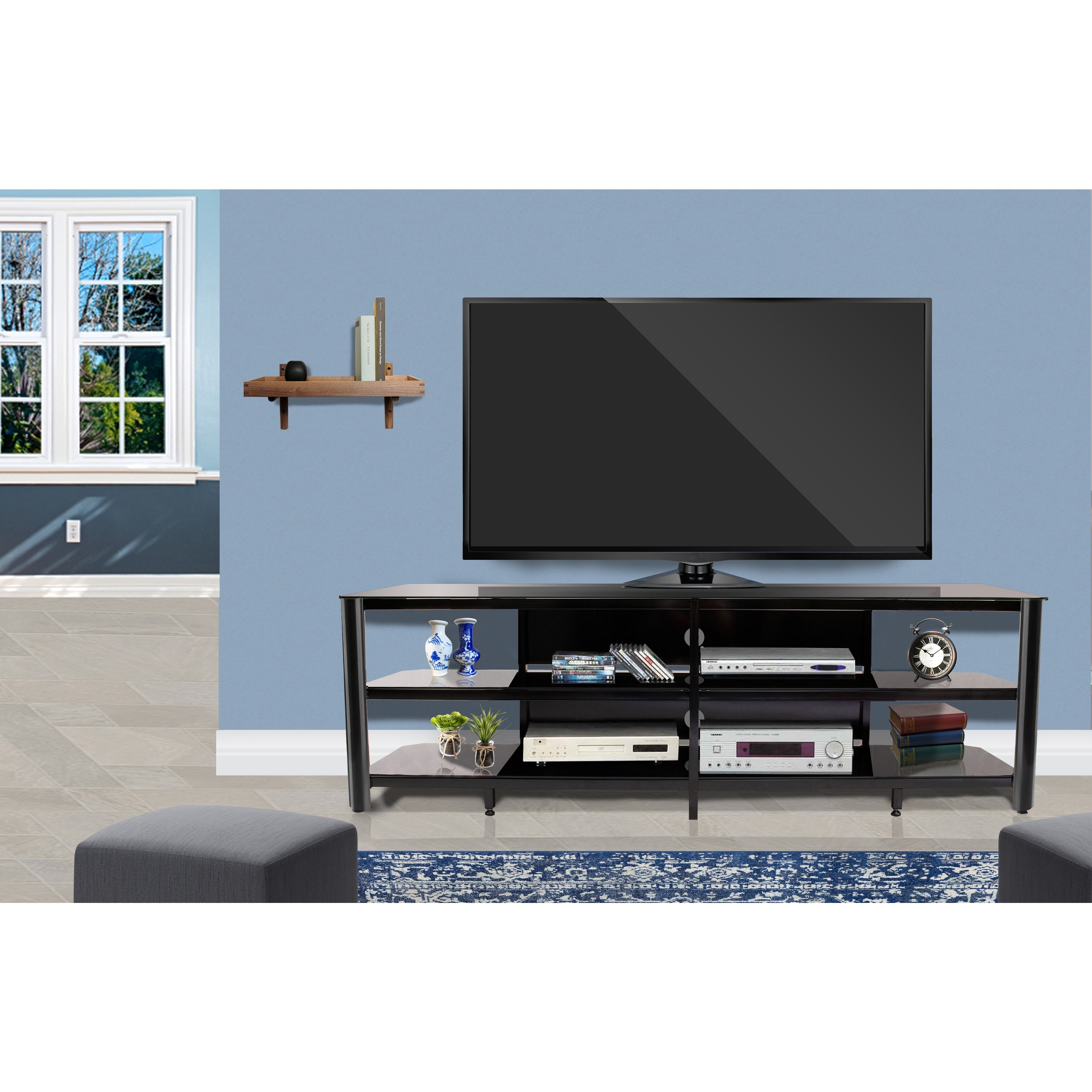 Fold 'N' Snap Oxford 83-inch Black Innovex TV Stand - Overstock