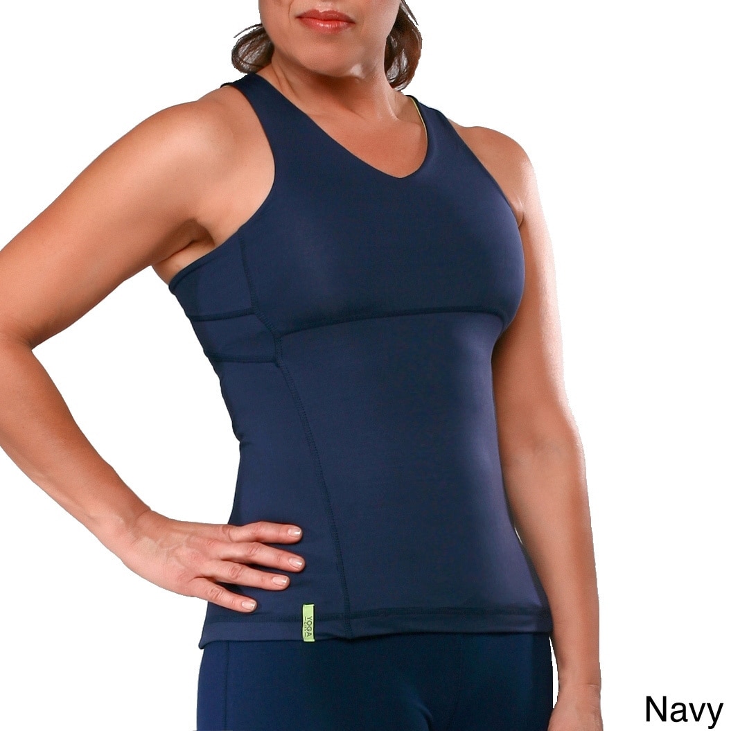 Yoga City Womens San Francisco Cross back Yoga Tank Navy Size 1X (14W  16W)