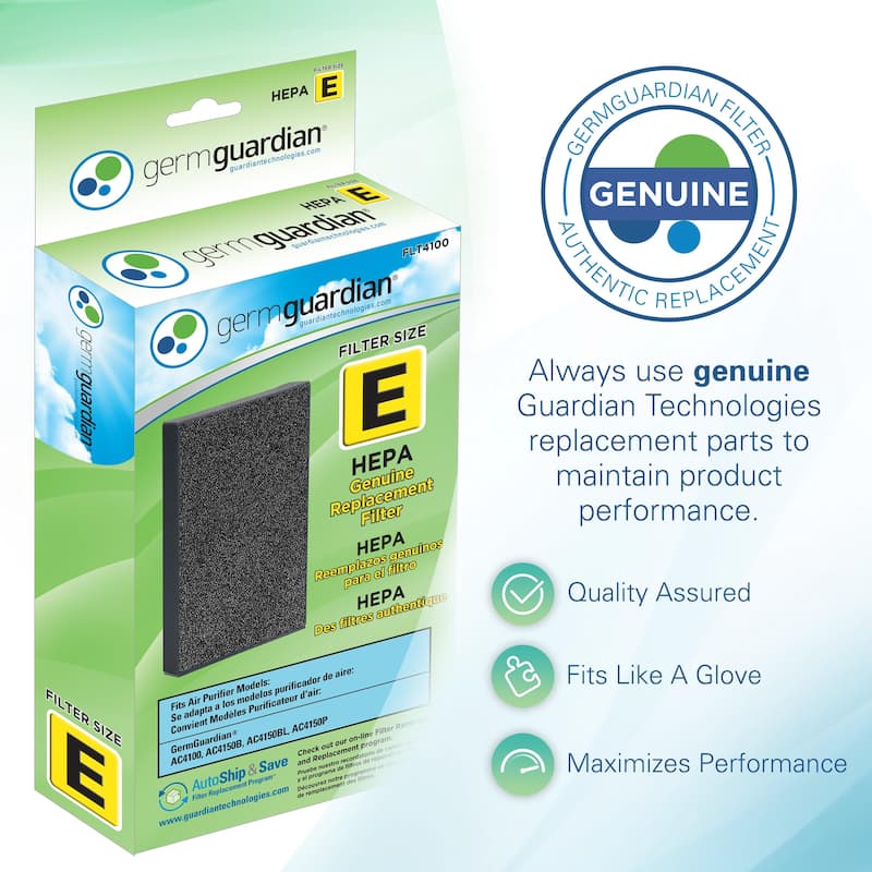 GermGuardian FLT4100 HEPA GENUINE Replacement Filter E for AC4100 Air Purifier