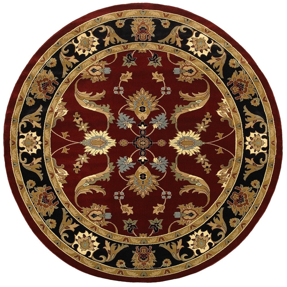 Traditional Red And Black Rug (62 Round)