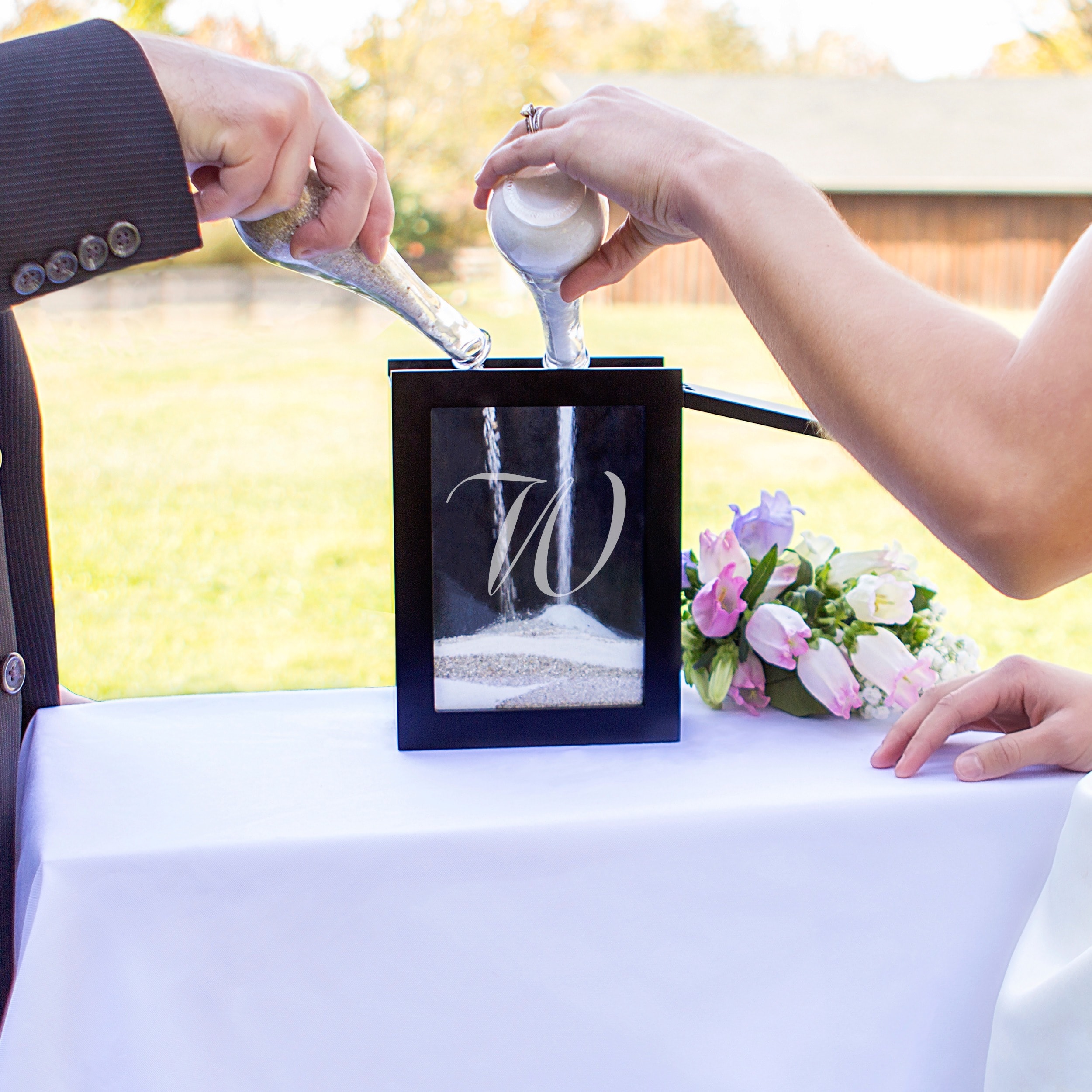 Personalized Black Unity Sand Ceremony Shadow Box Set