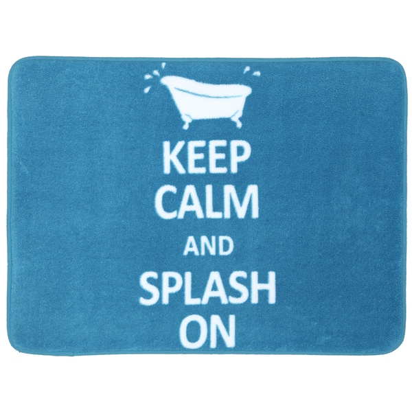 Memory Foam Keep Calm Splash On Turquoise 17 x 24 Bath Mat