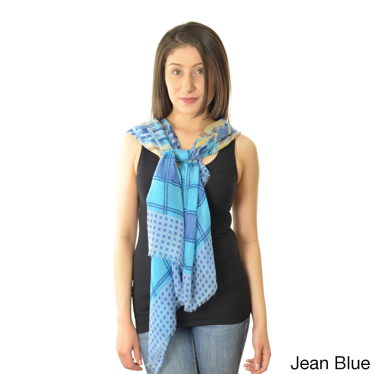 La77 Womens Square / Stripe Print Scarf