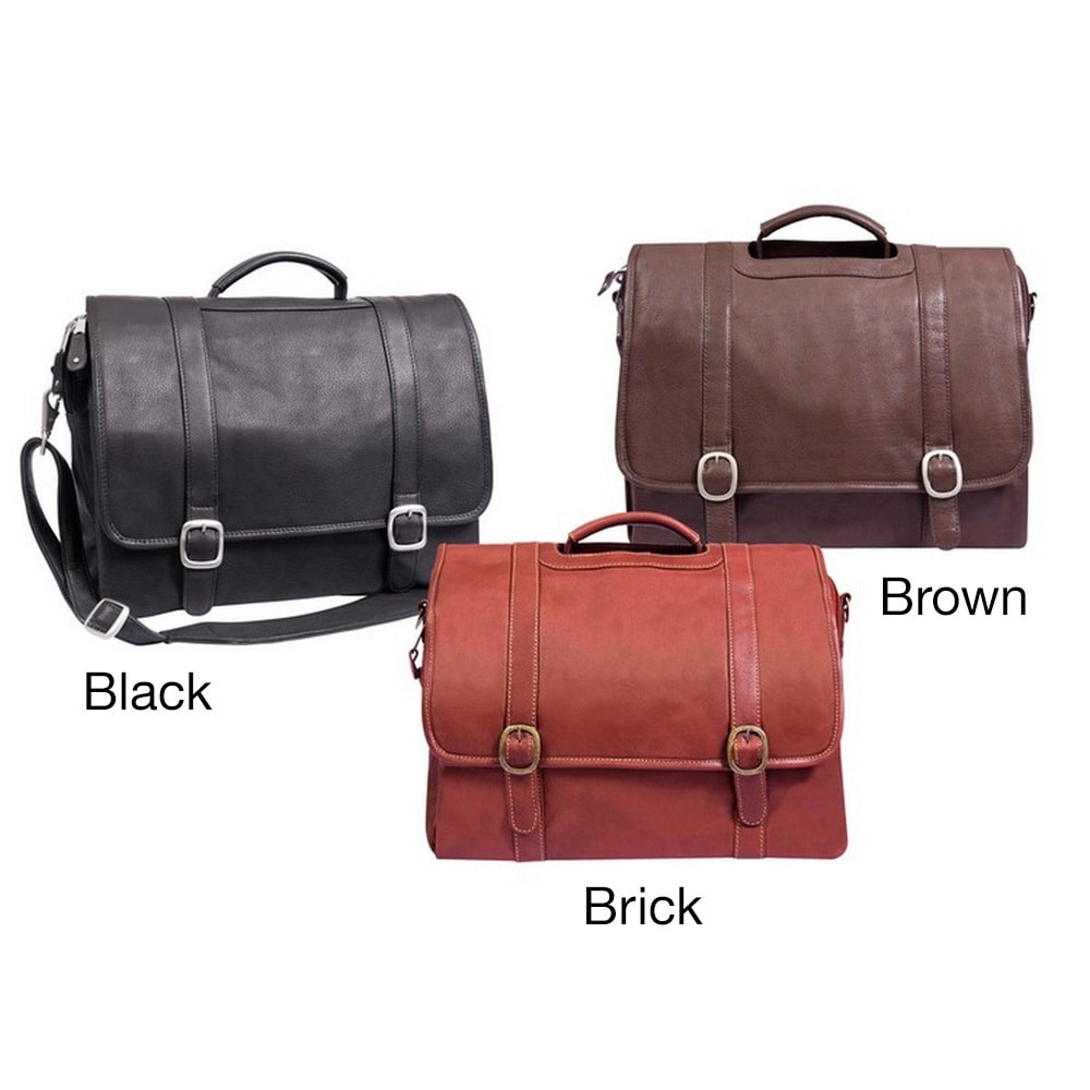 Manhattan 16 inch Full Grain Cowhide Leather 15.4 inch Laptop Briefcase Messenger