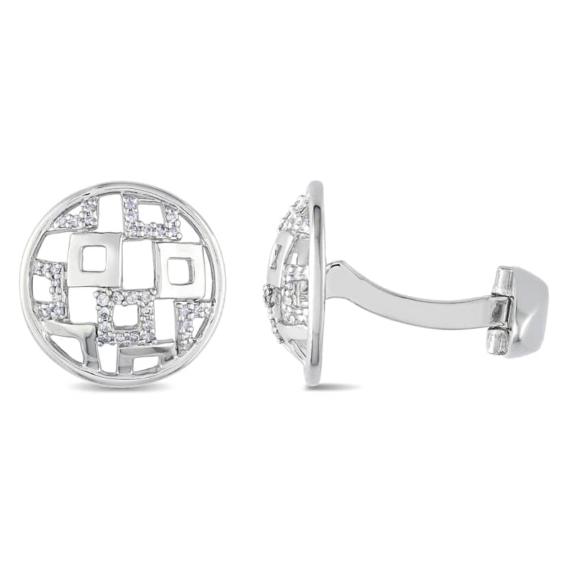 Miadora Sterling Silver 1/5ct TDW Diamond Cufflinks (H-I, I2-I3)