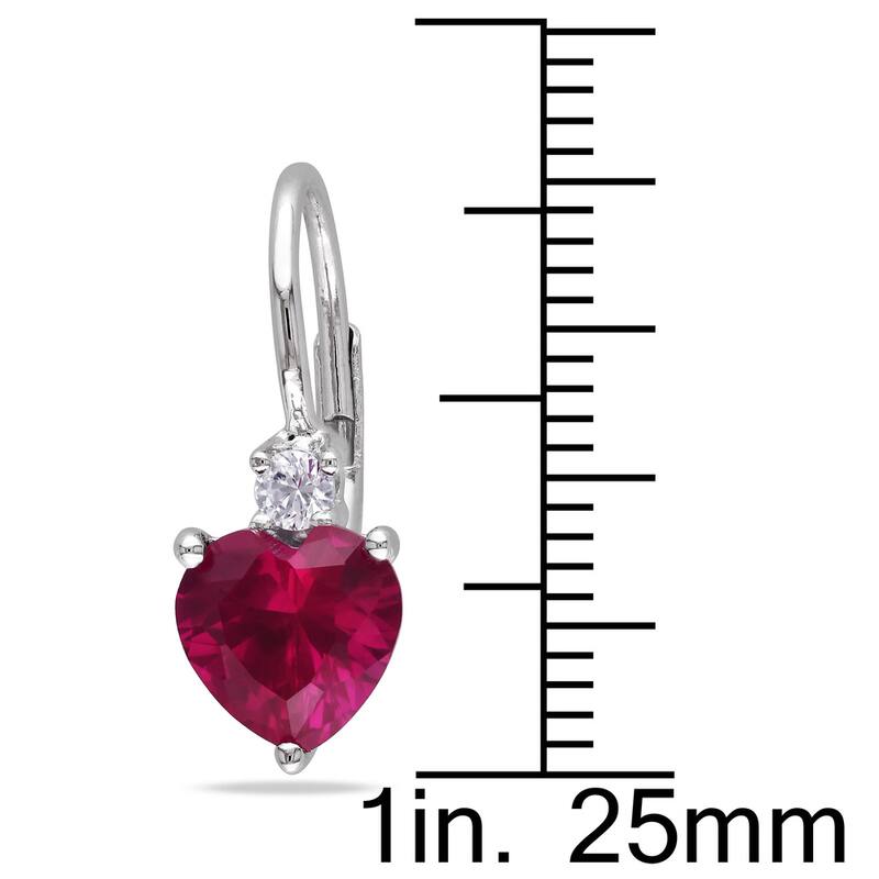 Miadora Silver Created Ruby and Created White Sapphire Heart Earrings