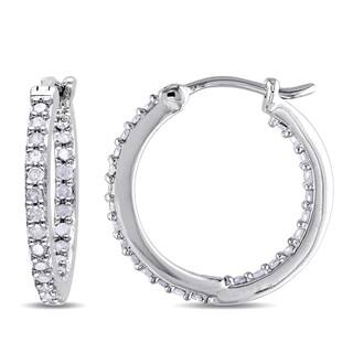 Hoop Diamond Earrings For Less Miadora Sterling Silver 1 2ct Tdw Diamond Inside Outside Hoop Earrings