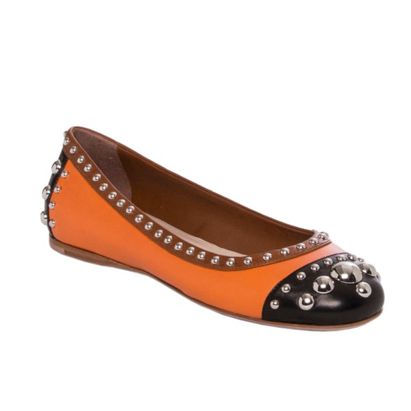 Prada Womens Tri color Leather Studded Flats   16317280  