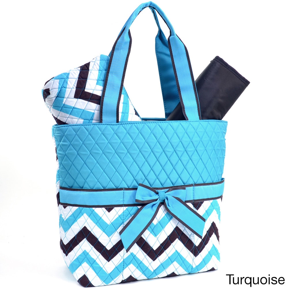 Rosen Blue Chevron Print Diaper Bag 3 piece Set