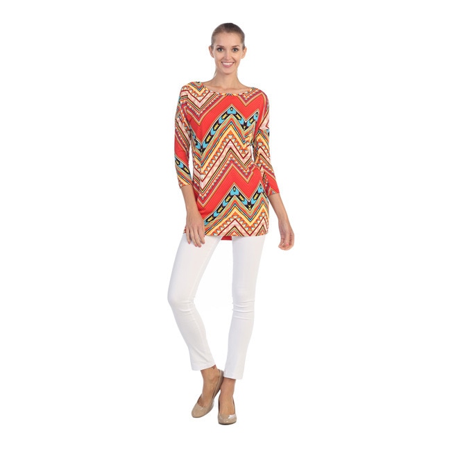 Hadari Womens Tribal 3/4 length Sleeve Top