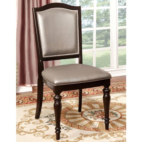 Furniture of America Path Traditional Walnut Dining Chairs (Set of 2)