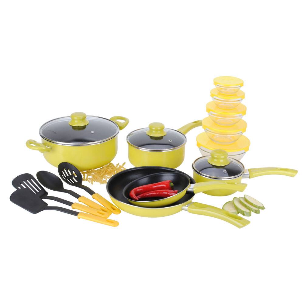 Alpine Cuisine 22-piece Aluminum Non-stick Yellow Cookware Set