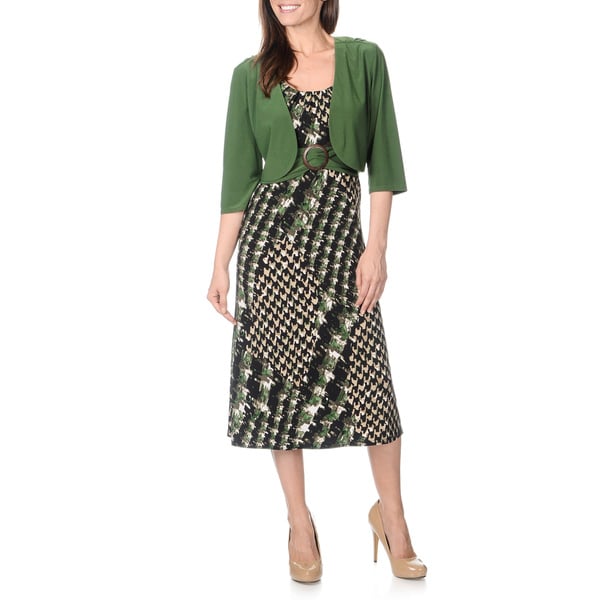 Richards Womens Green Printed 2 piece Dress Set  