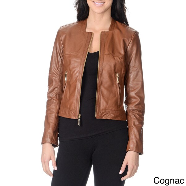 Vince Camuto Women's 100-percent Genuine Leather Fashion Jacket ...