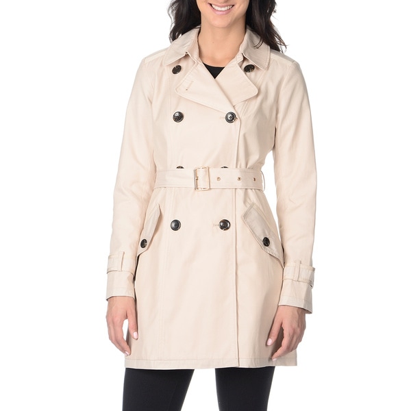 Shop Vince Camuto Women's Bone Double-breasted Trench Coat - Free ...