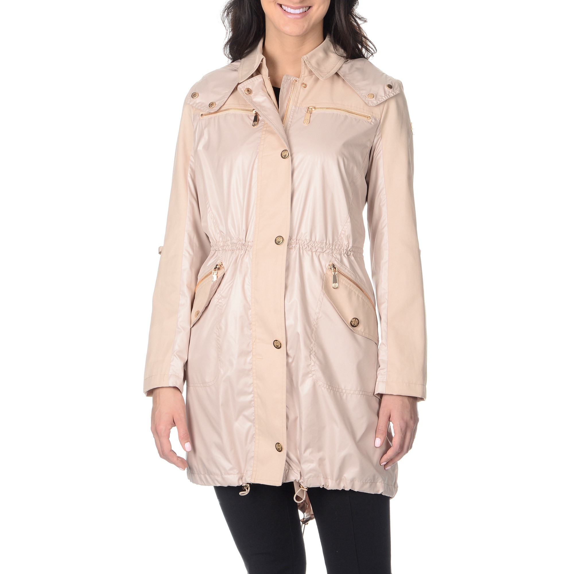 Vince Camuto Womens Nude Hooded Anorak