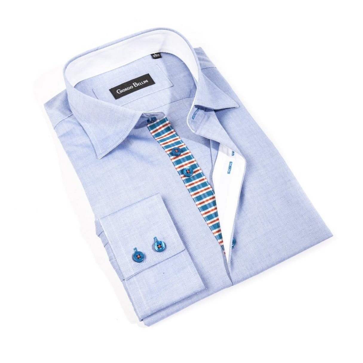 Giorgio Bellini Mens Azzuro Light Blue Button front Shirt