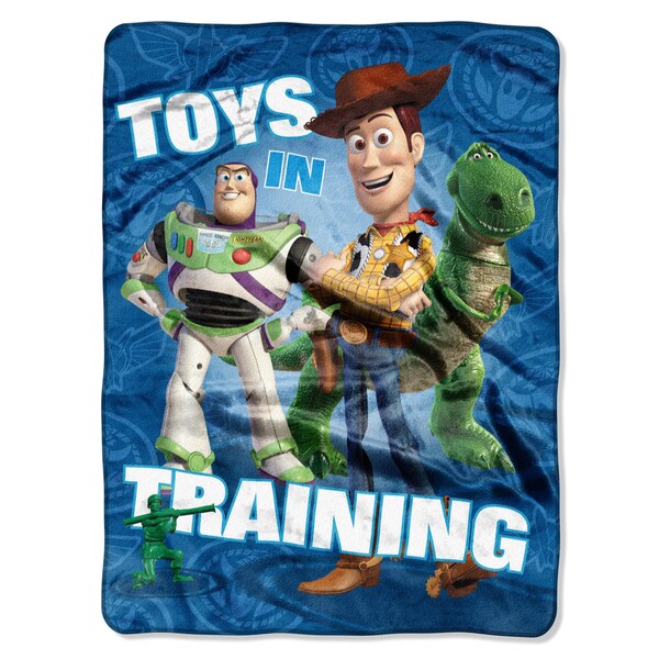 Shop Toy Story 'Toys in Training' Blue Plush Throw Blanket Free