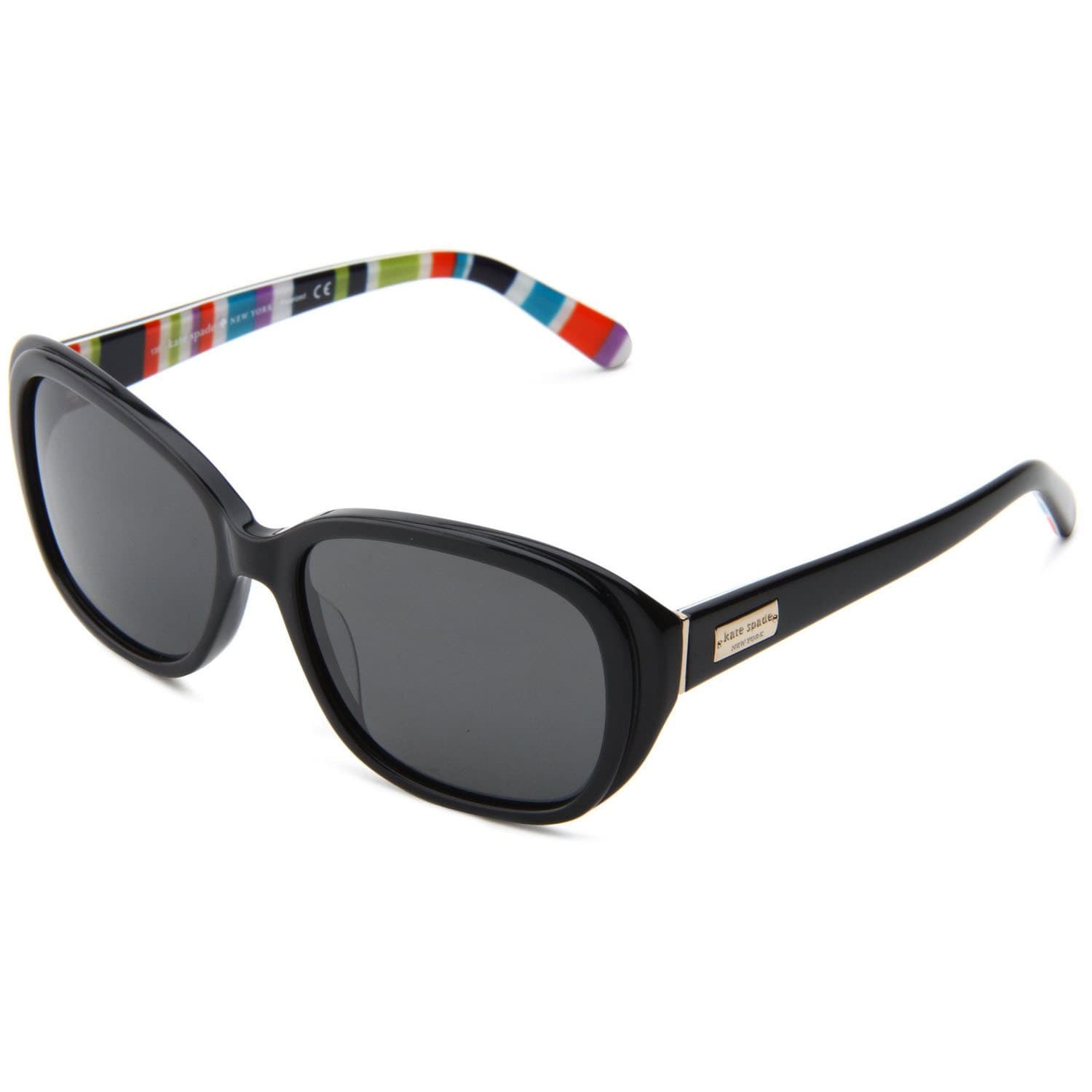 Kate Spade Womens Hilde X70p Black Striped Polarized Fashion Sunglasses