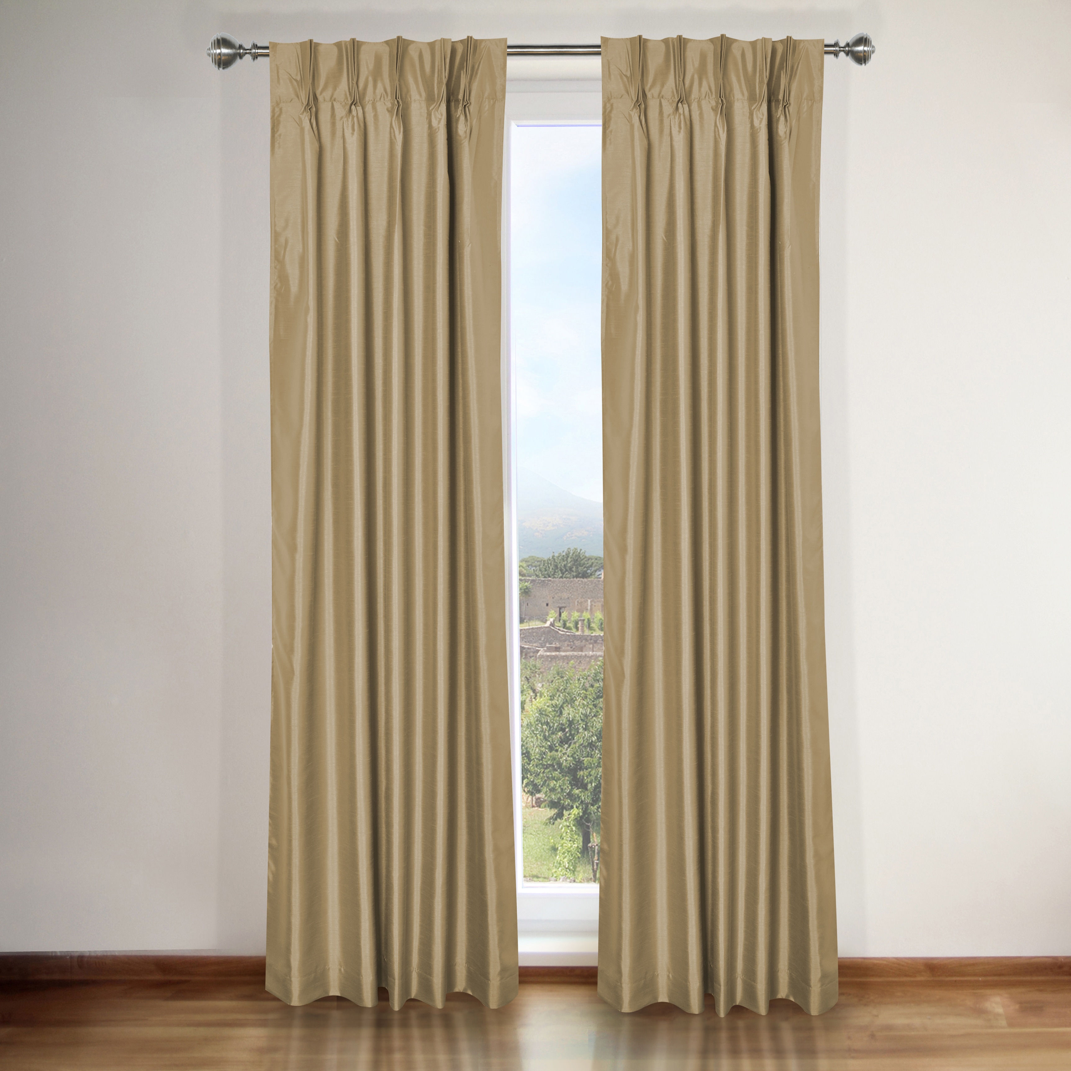 Shop Elaine Taupe Pinch Pleat Curtain Panel Pair - Free Shipping On