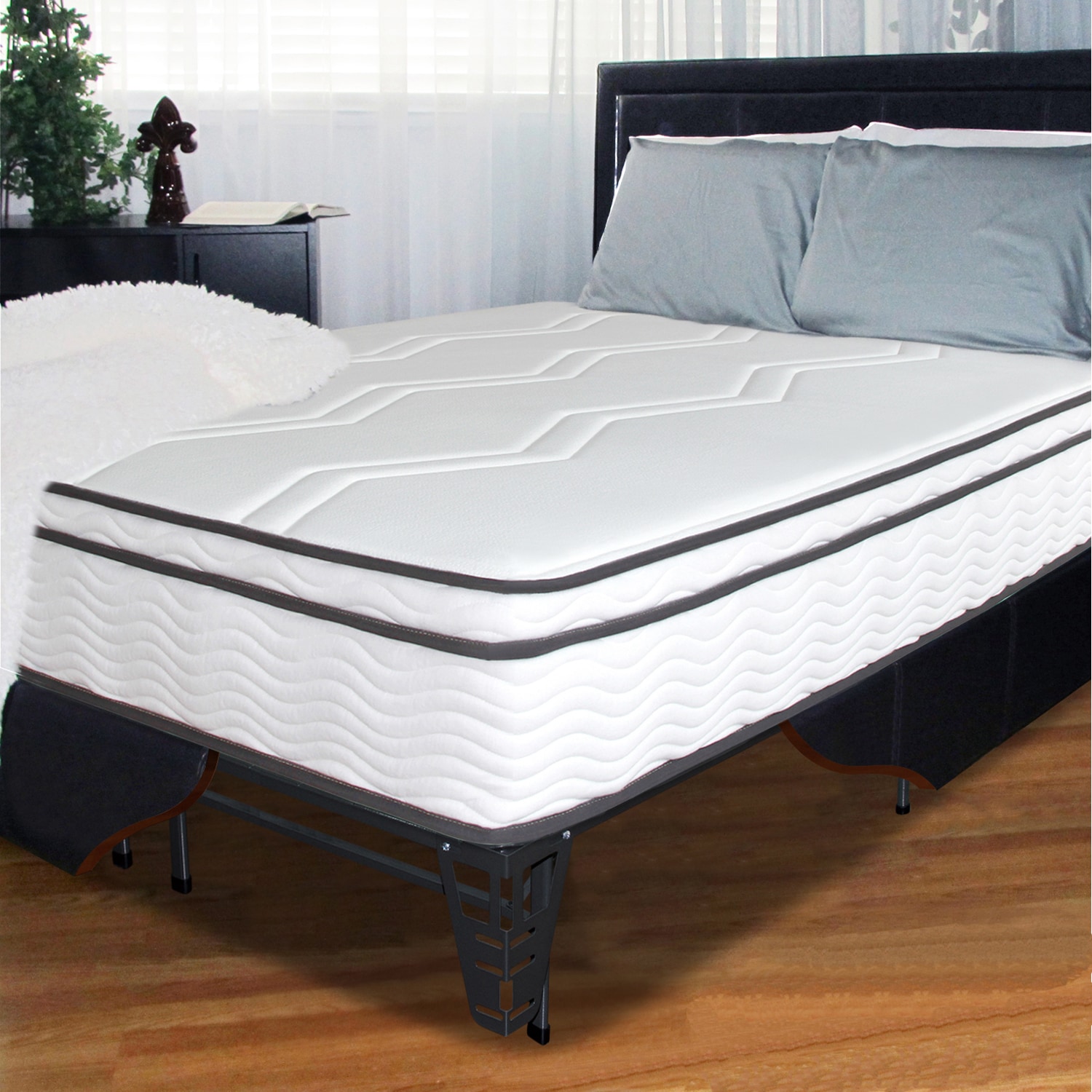 Priage Hybrid 11 inch Twin size Gel Memory Foam Icoil Mattress And Foundation Set