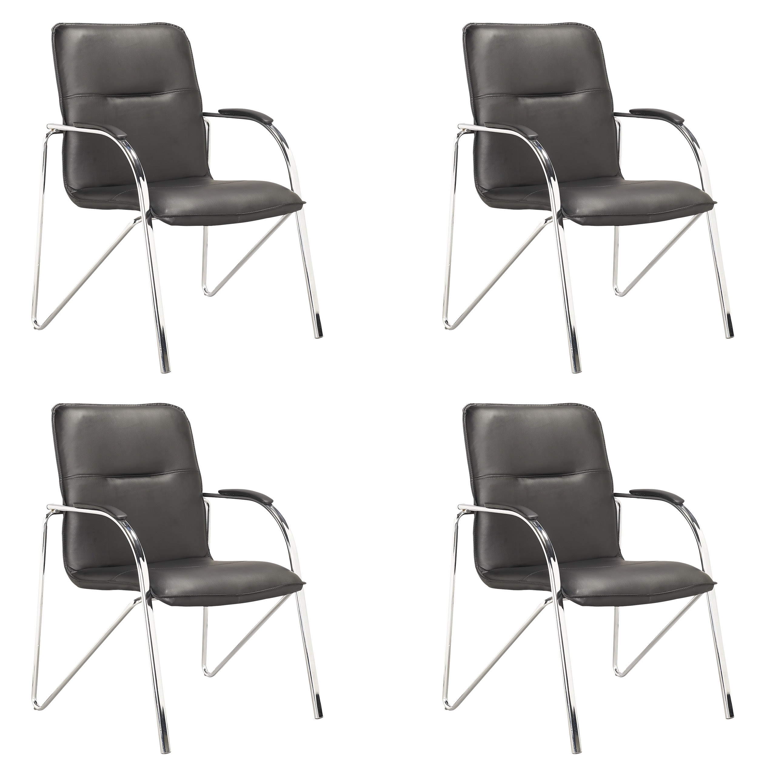 Corliving Lof 909 o Black Leatherette Conference Chair (set Of 4)