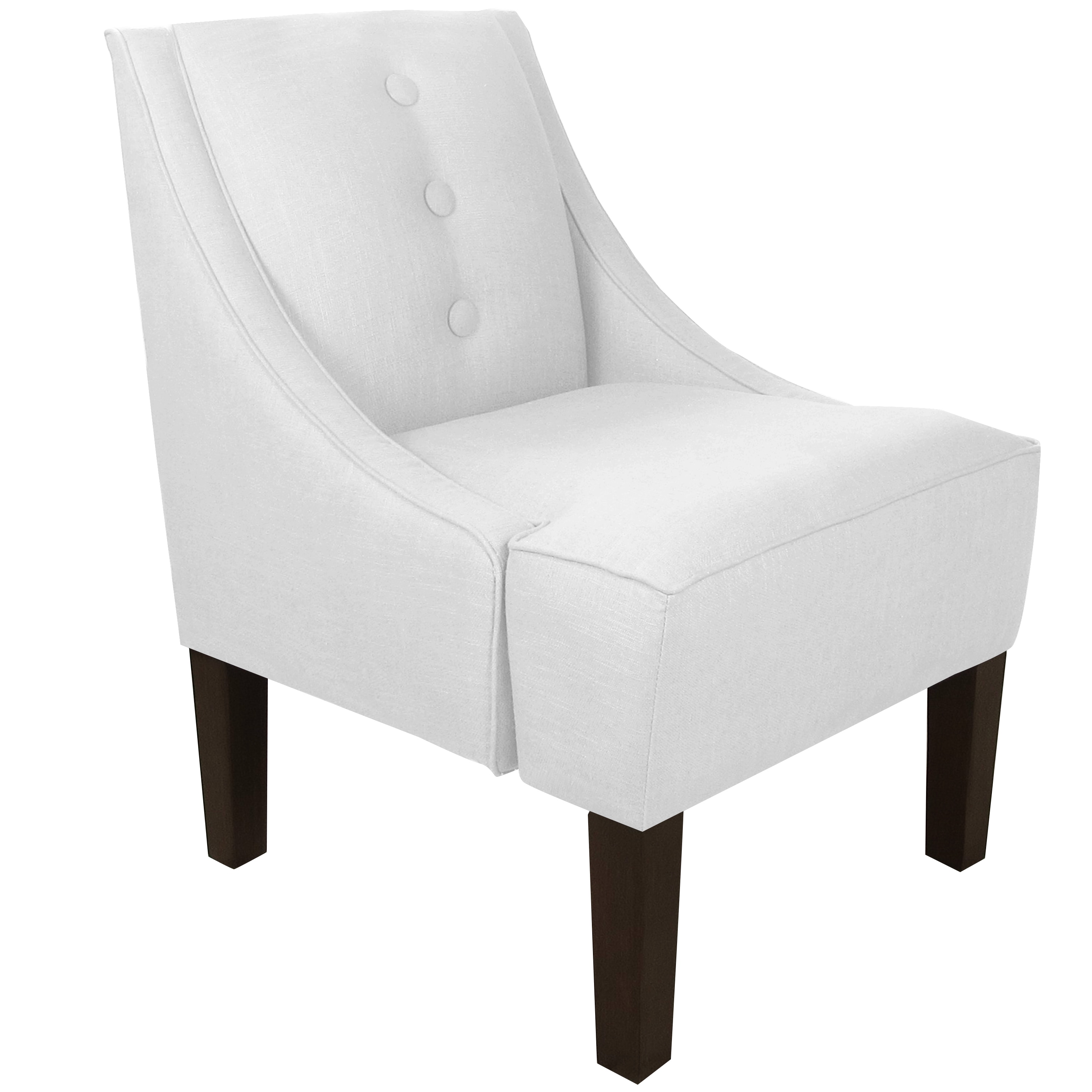 White Three Button Swoop Arm Chair