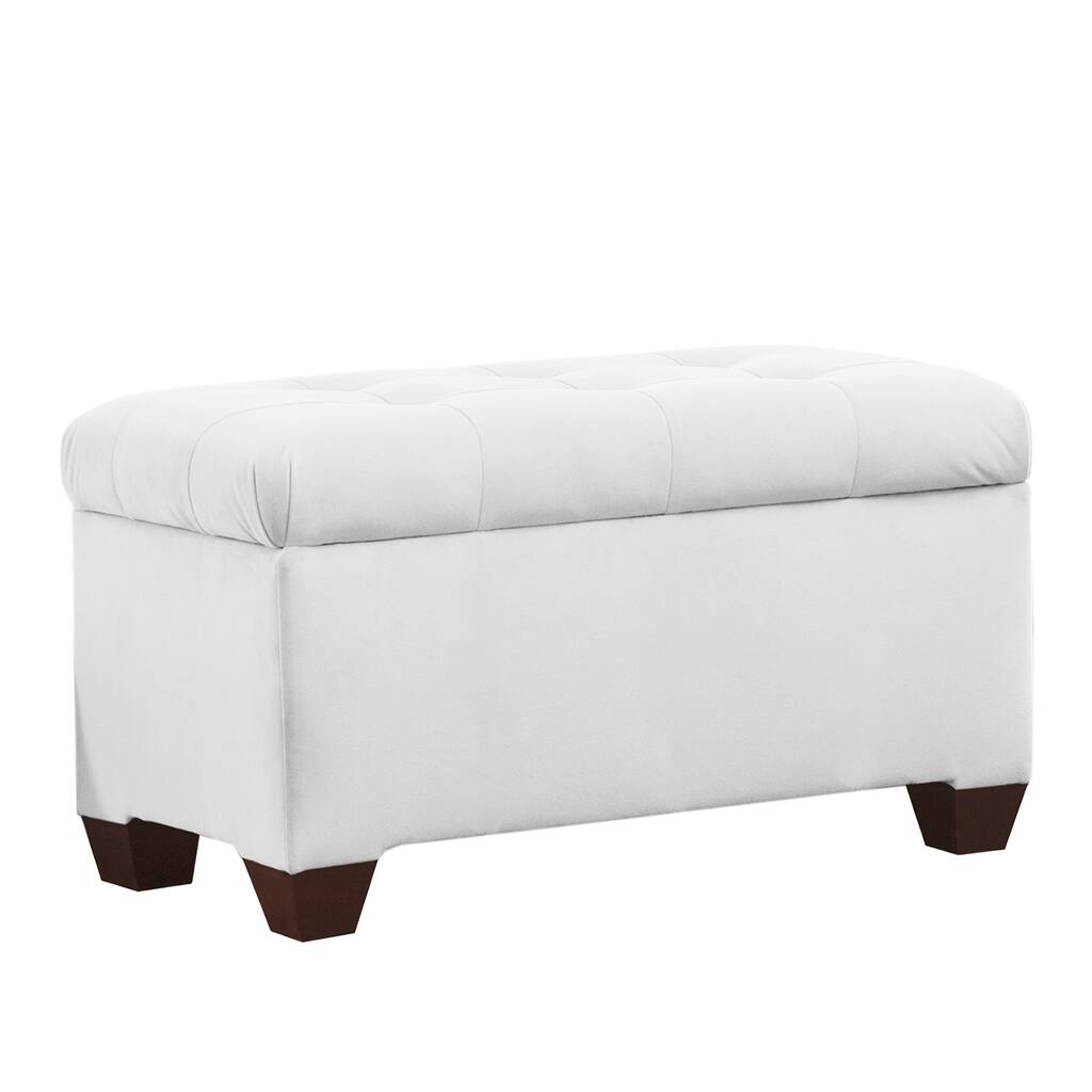 Skyline Furniture Tufted Storage Bench in Velvet White - N/A