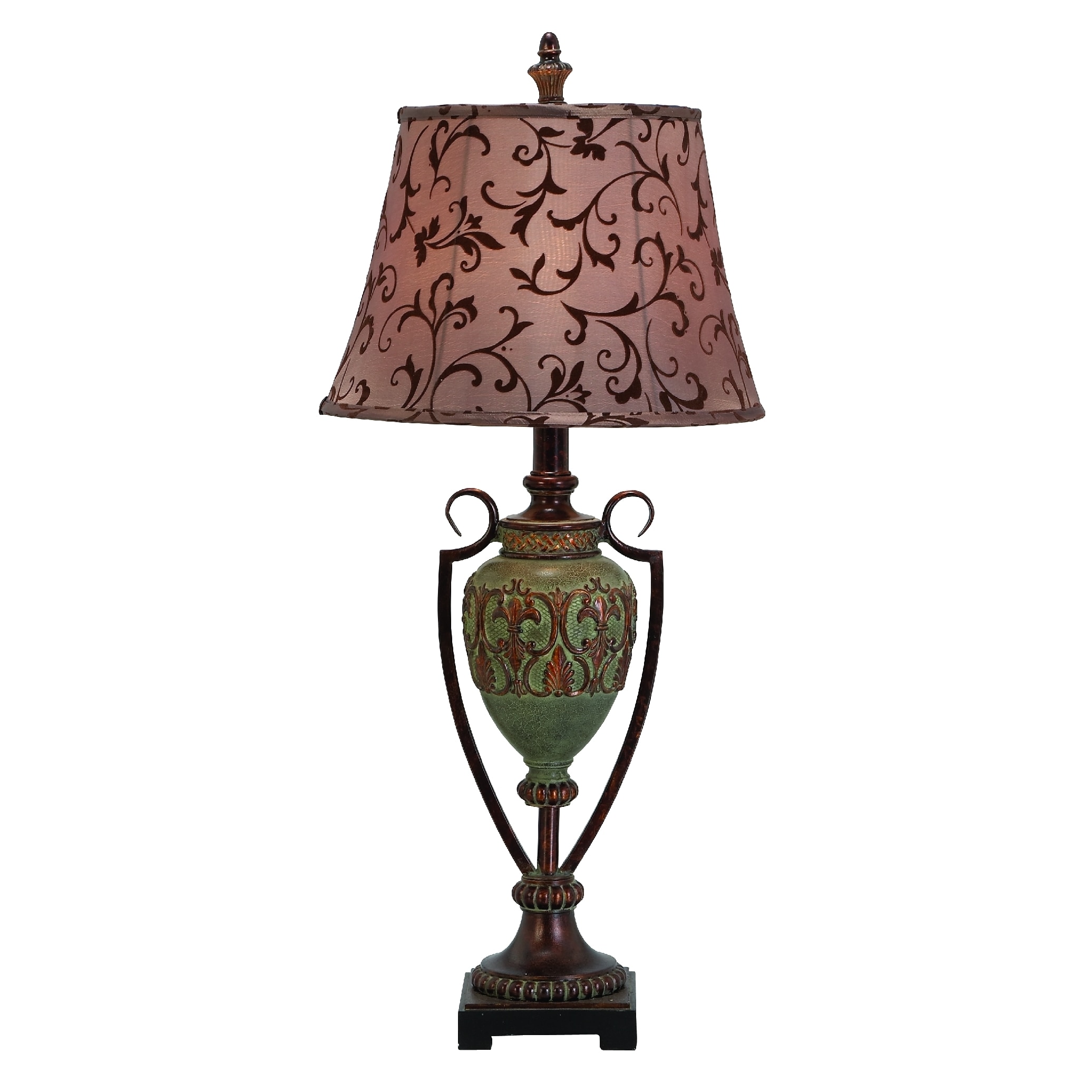 Polystone Scroll Print 35 inch Metal Table Lamp