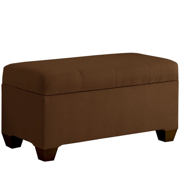 Skyline Furniture Storage Bench with Seams in Micro-Suede Chocolate