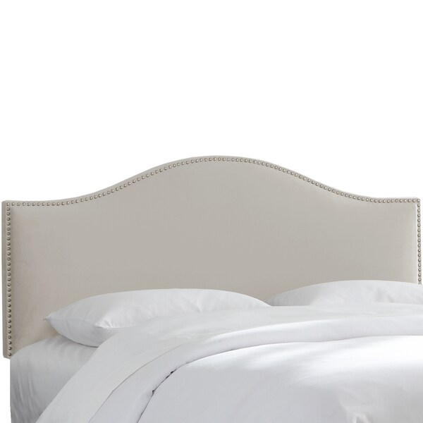 Nail On Headboard In Velvet Light Grey Skyline Furniture Nail On Headboard In Velvet Light Grey Skyline Furniture