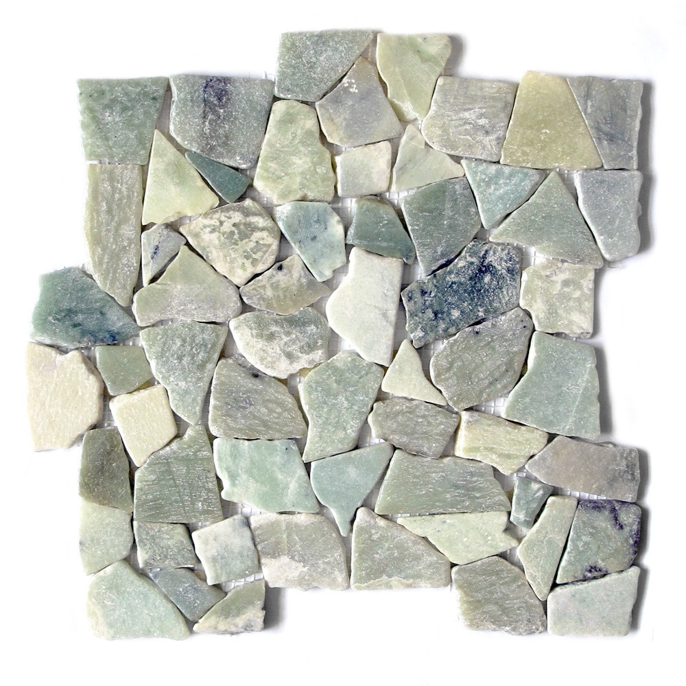 Sea Grass Jade Stone Mosaic 12 X 12 Interlocking Floor And Wall Tile (pack Of 5)