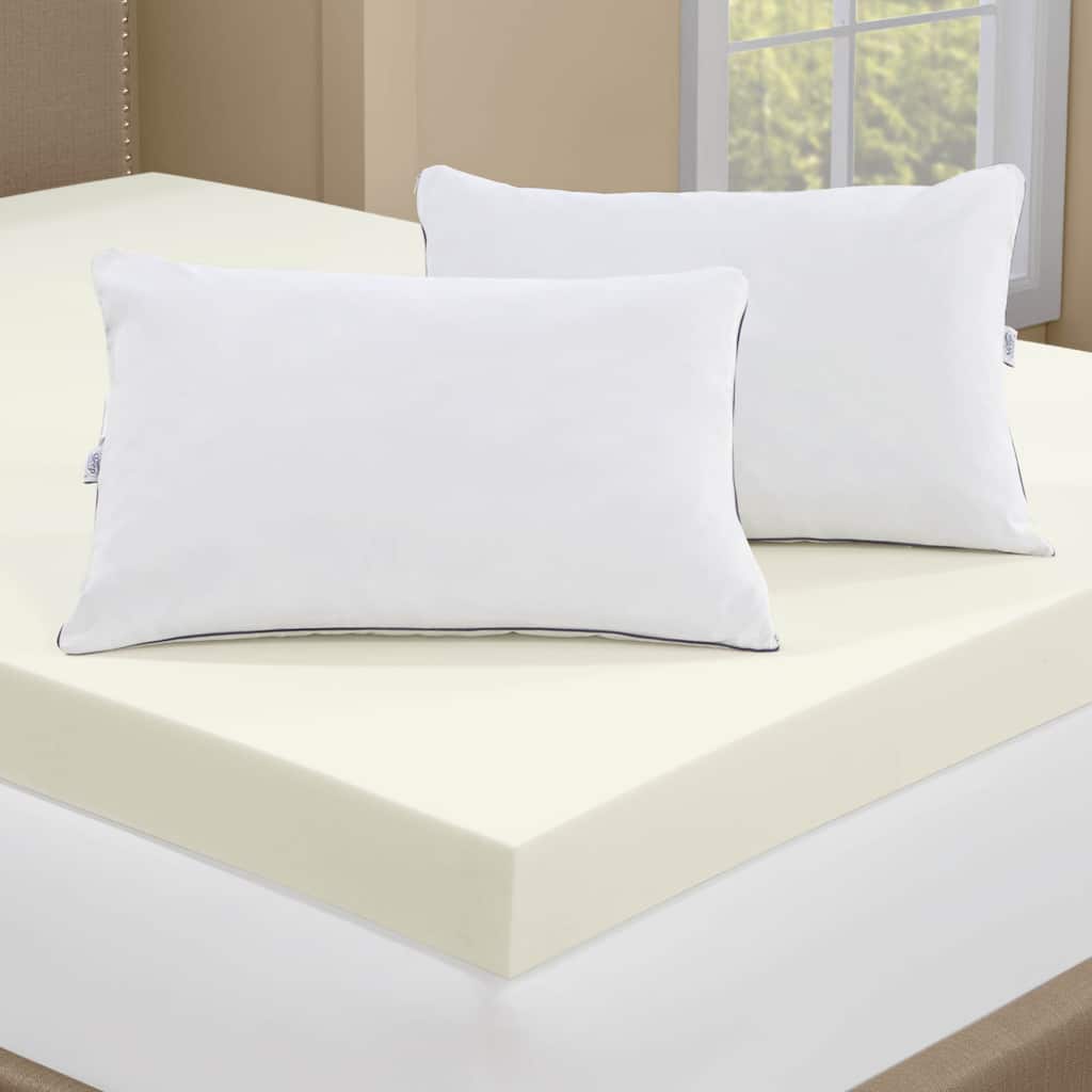 Touch of Comfort 4-inch Memory Foam Mattress Topper with 2 Memory Foam Pillows