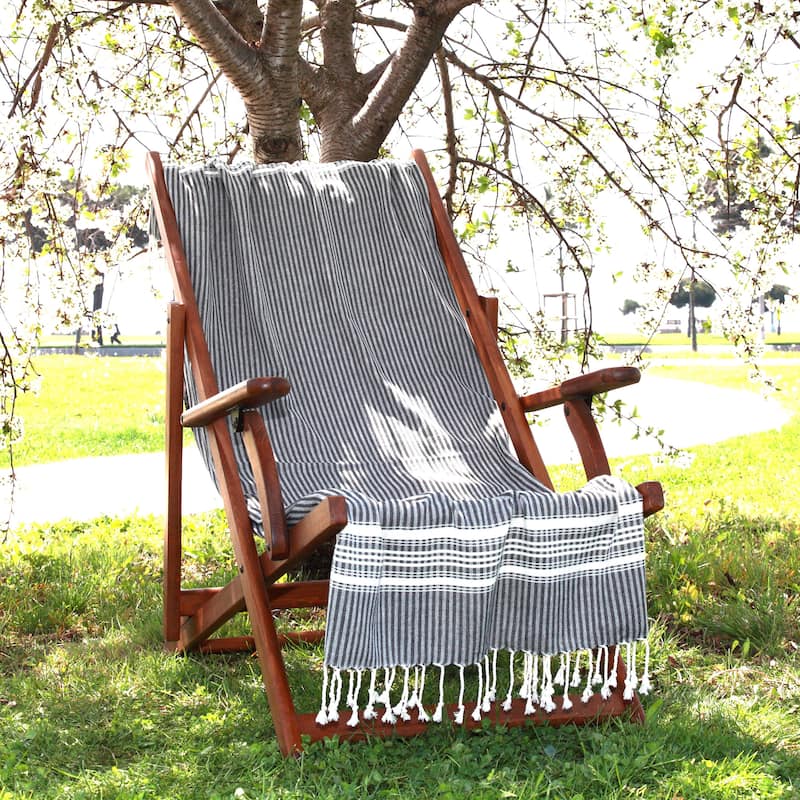 Authentic Hotel and Spa Pestemal Fouta Allure Herringbone Turkish Cotton Towel - Black