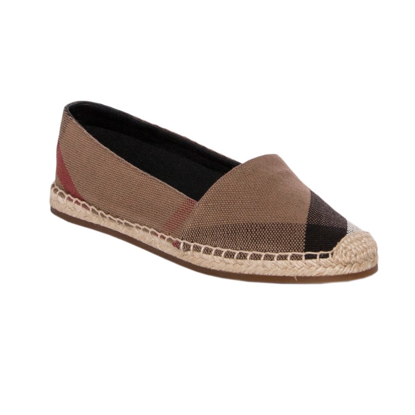 Burberry Hodgeson Check Canvas Espadrille Flats