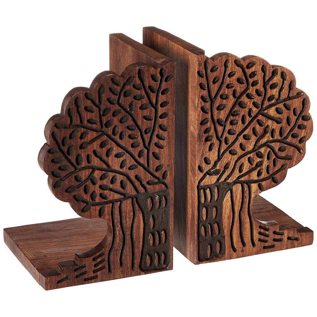 Mango Wood Hand Carved Book Ends (India)