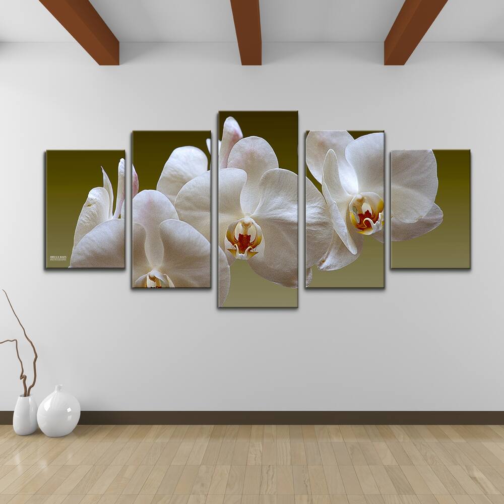 White Orchid' 5-Piece Wrapped Canvas Wall Art Set