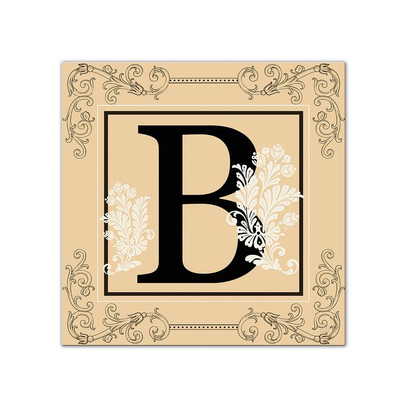 'Luxe Monogram B' Wrapped Canvas Wall Art - 16" W x 16" H