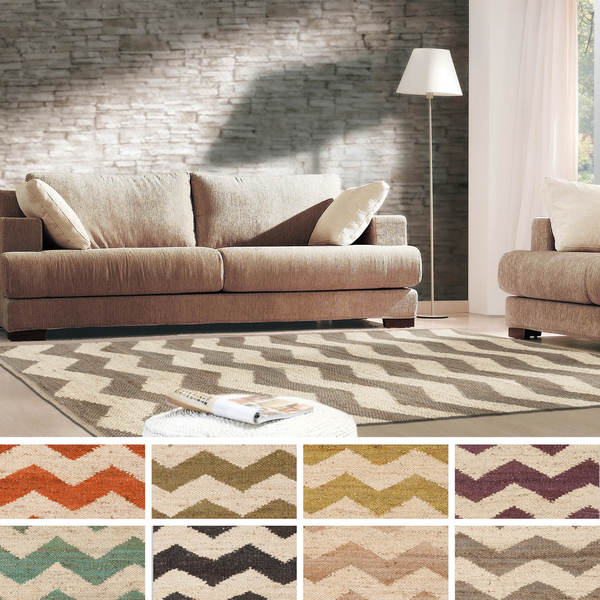 Hand-Woven Madeline Natural Jute Chevron Rug - 2' x 3'