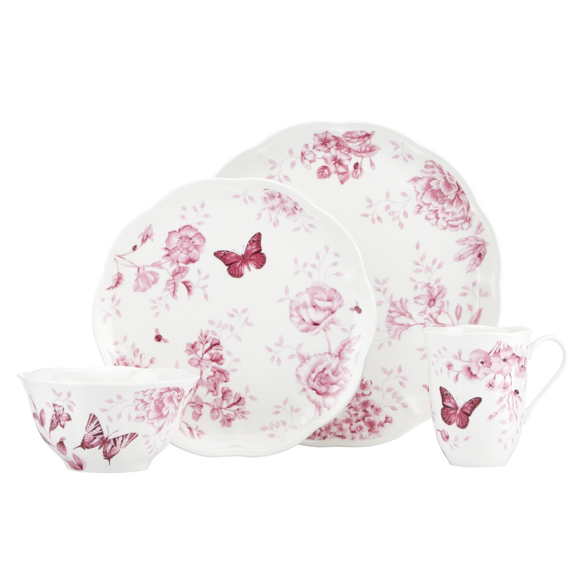 Lenox Butterfly Meadow Toile Pink 4 piece Place Setting