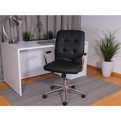 Porch & Den Moreland Modern Chrome Faux Leather Office Chair