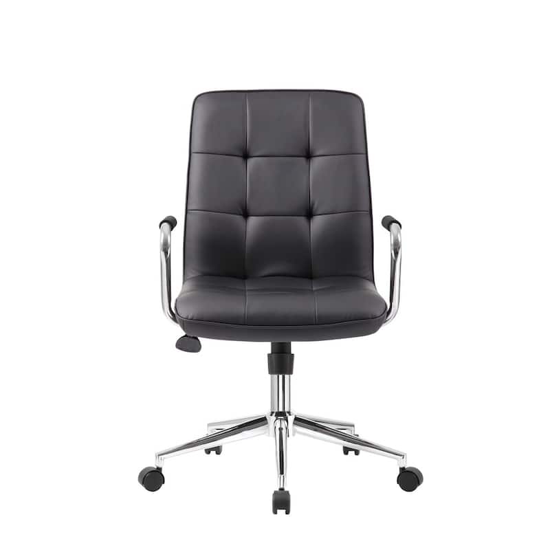 Porch & Den Moreland Modern Chrome Faux Leather Office Chair