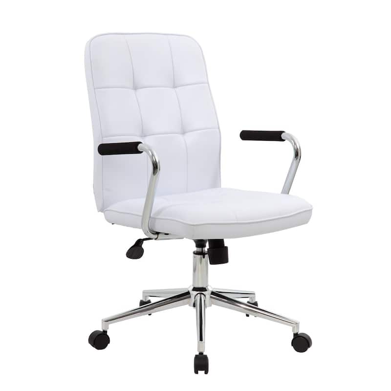 Porch & Den Moreland Modern Chrome Faux Leather Office Chair