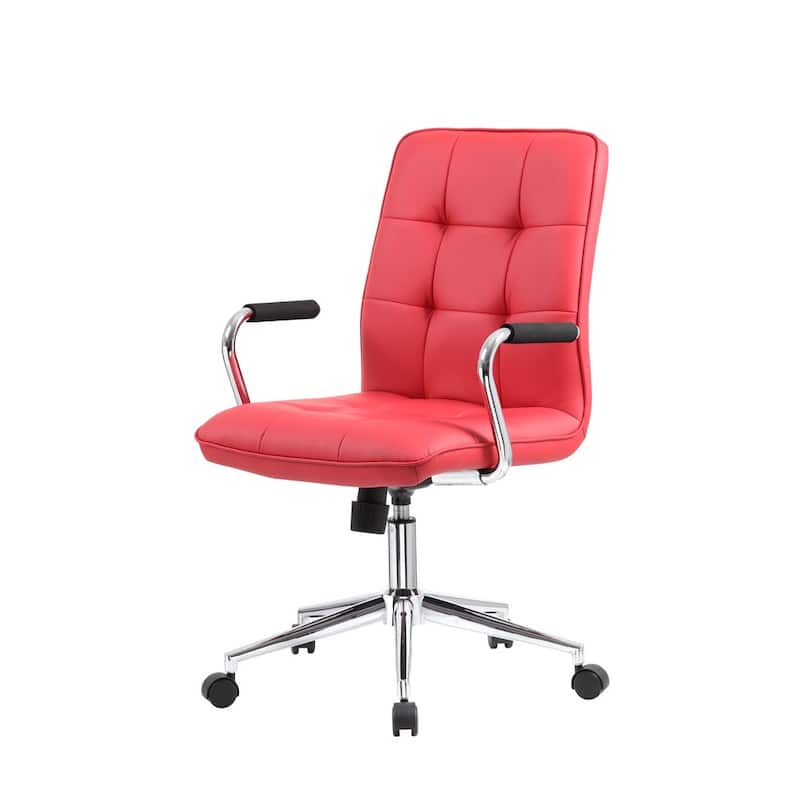 Porch & Den Moreland Modern Chrome Faux Leather Office Chair
