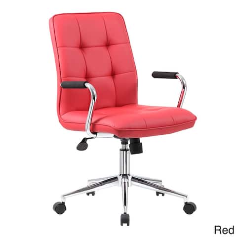 Porch & Den Moreland Modern Chrome Faux Leather Office Chair
