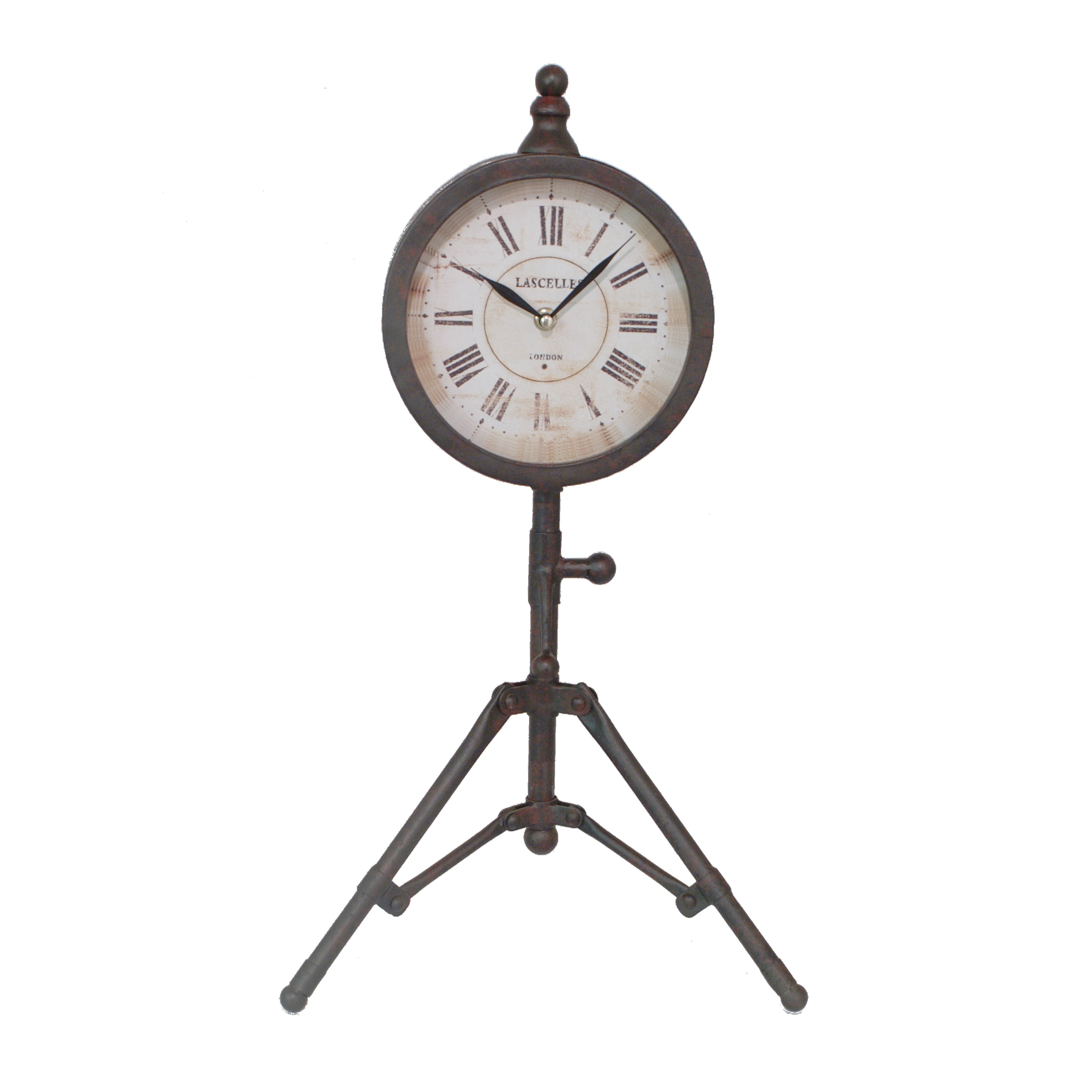 Rustic Black Metal Clock With Tripod Stand