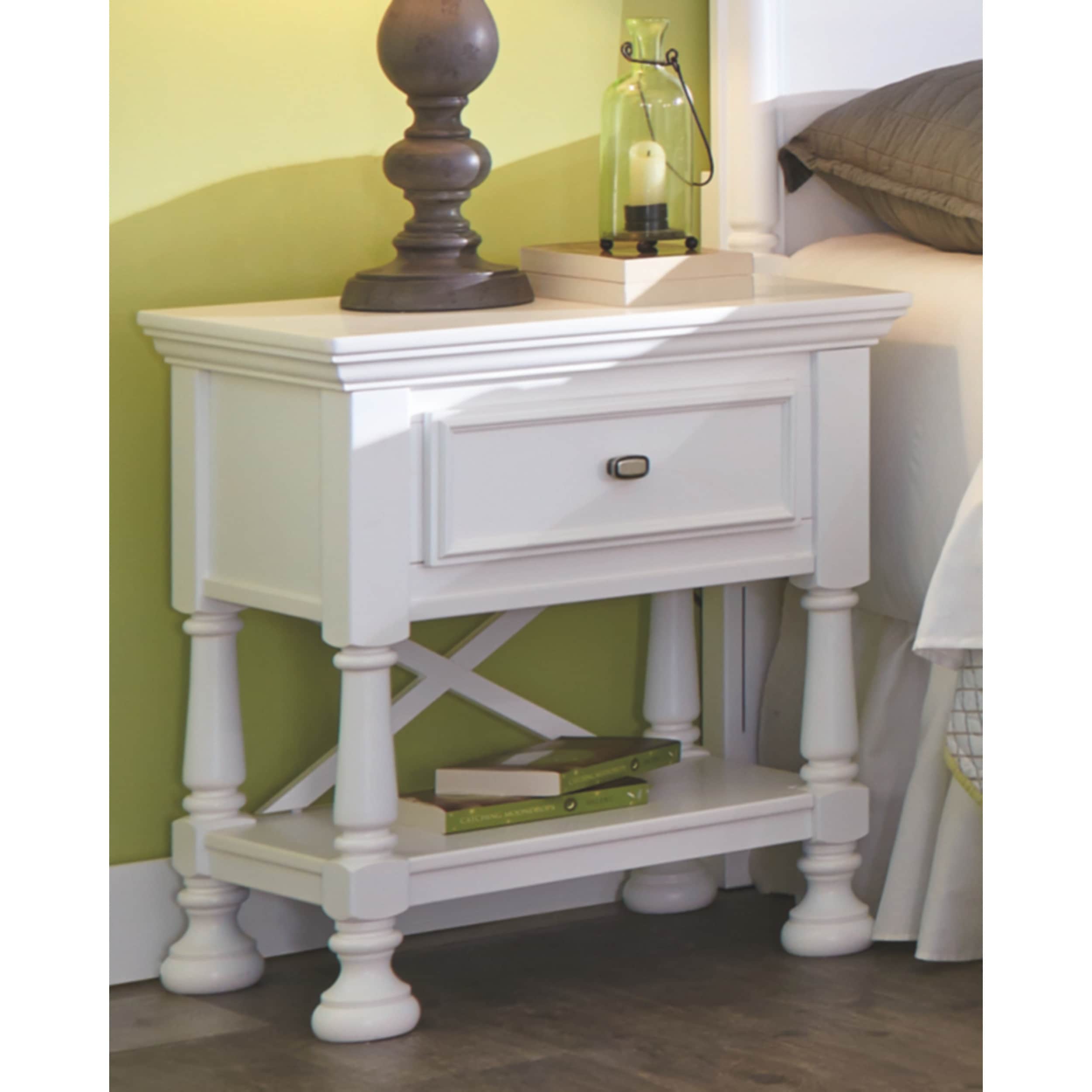 Ashley Furniture Industries Signature Designs By Ashley Kaslyn One drawer Nightstand White Size 1 drawer